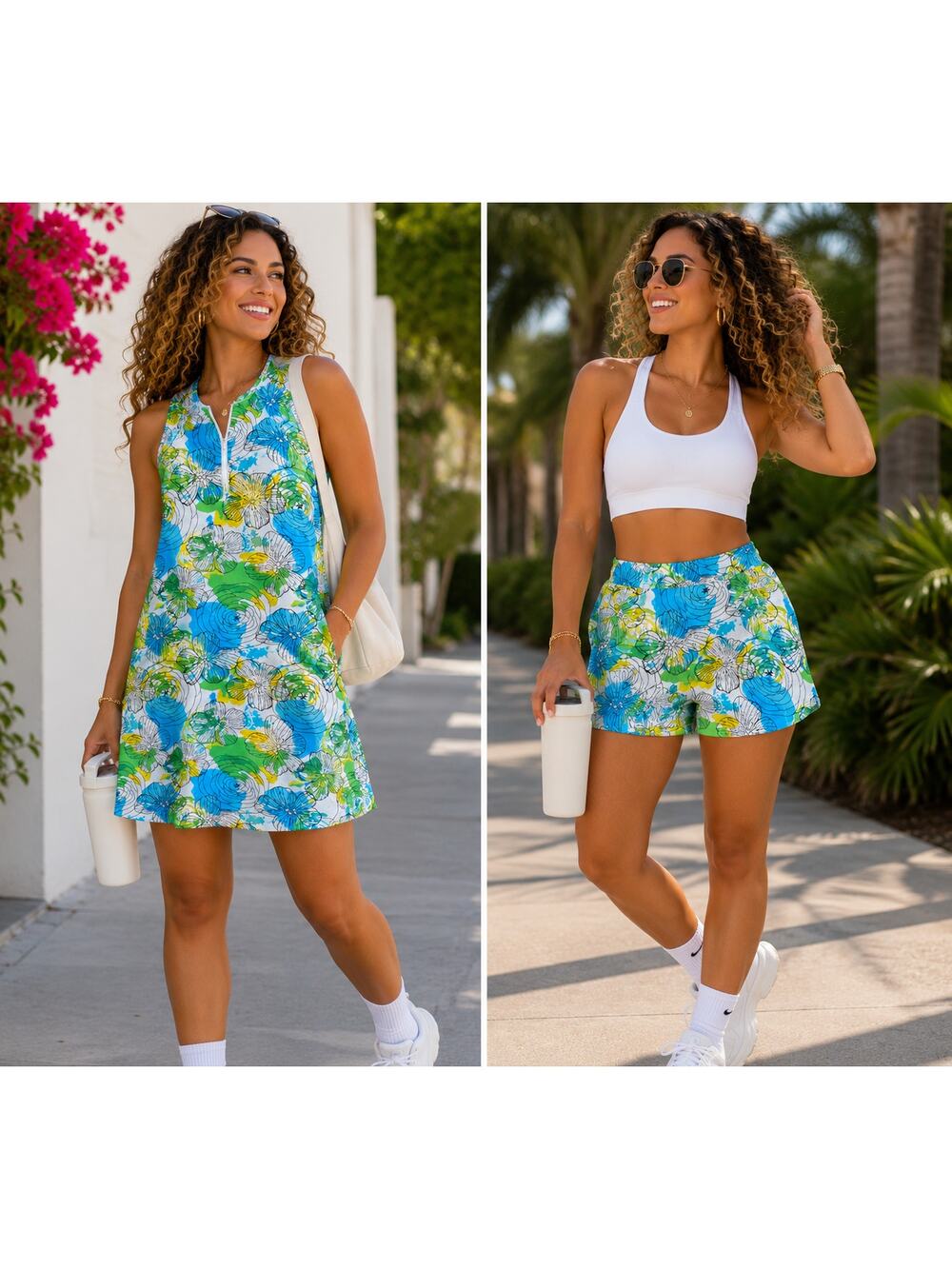 IBKUL Paddy Print UPF 50+ Sleeveless Golf Dress & Matching Shorts Set Size M